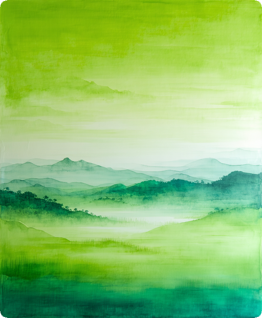 Atmospheric green hills mural