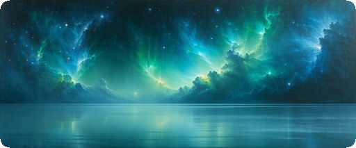 Atmospheric lake nebula mural