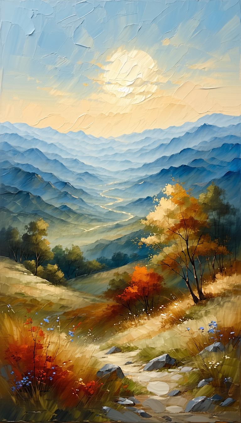 Autumn fire scenic abstract mural