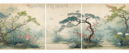 Chinoiserie mural concept generated in Muralizer