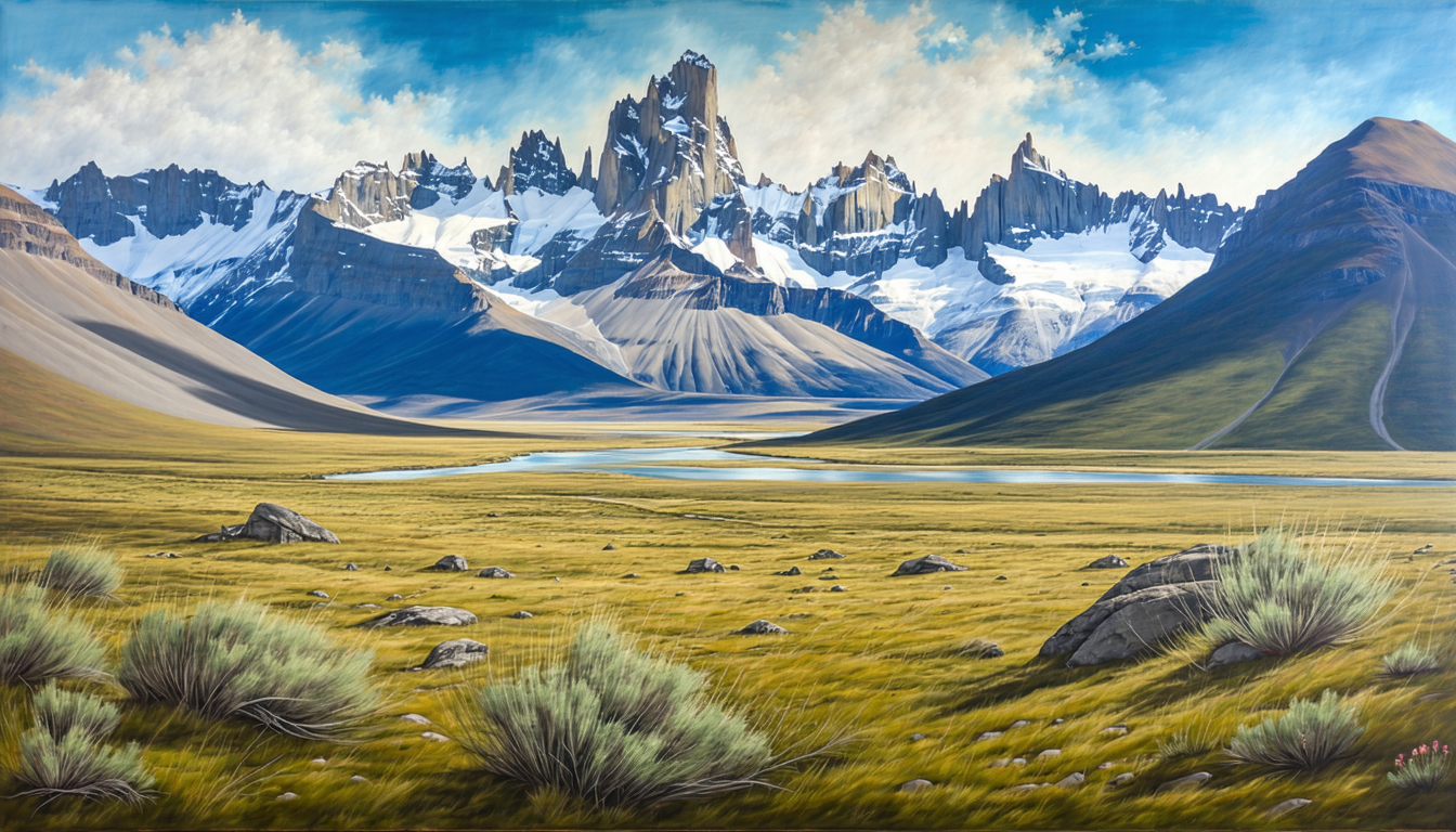 Patagonian windswept plains scenic mural
