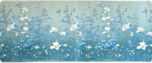 Blue botanical mural